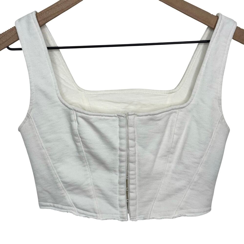 Farm Rio White Corset Bustier Crop Tank Top Size PP Petite XS